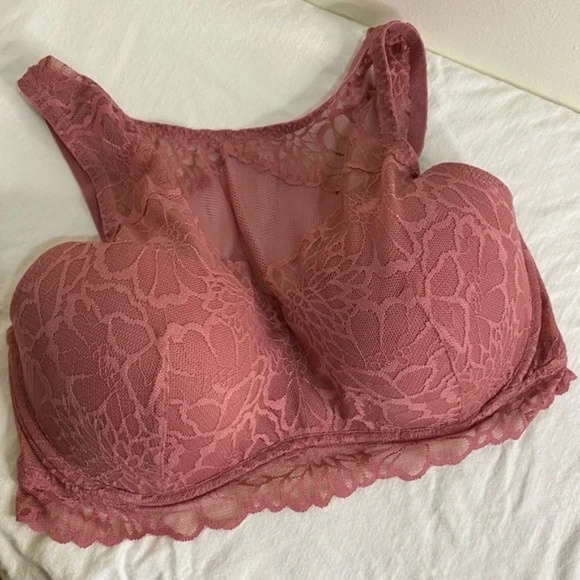 VS PINK High Neck Floral Lace Bralette L-DD - Picture 2 of 10